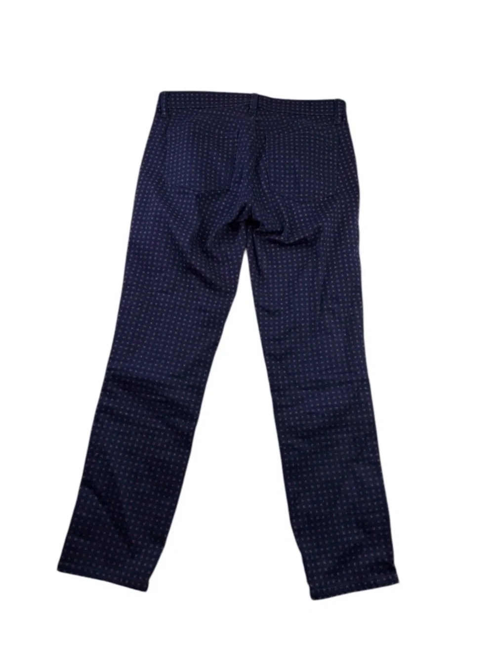 Tory Burch Navy Printed Skinny Ankle Pants Button Hem Women's Size 27